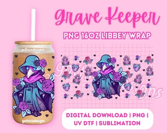 Kawaii Trendy Pastel Goth PNG | Grave Keeper | Digital File | Cute Girly Wrap for UV DTF | Halloween | For 16oz Glass Cup | High Quality