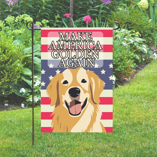 MAGA Make America Golden Again Garden & House Banner President Trump Election Golden Retriever