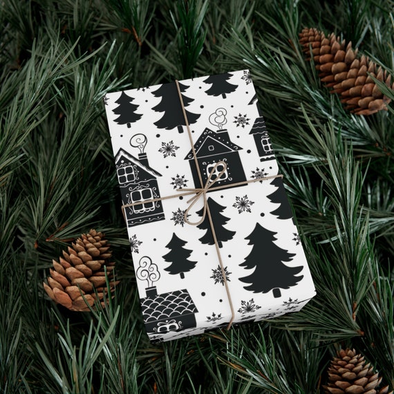 Papier cadeau imprimé village de Noël 3m - Cadeaux de Noël