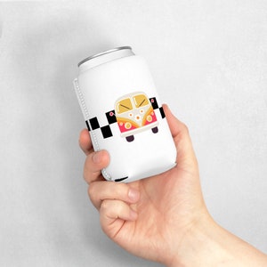 groovy retro checkerboard can cooler koozie