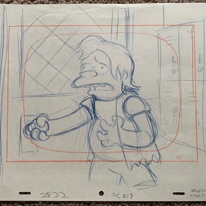 The Simpsons Original Vintage Production/Animation Drawing - Nelson Muntz!