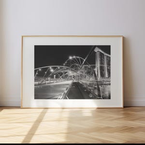 Singapore Skyline Print – Black and White Cityscape Photography (Digital Download)