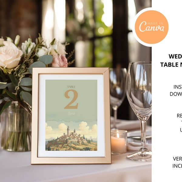 Tuscan-Inspired Wedding Table Numbers - 9 Unique Cities, italian wedding