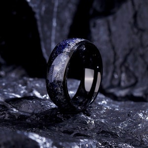 Conjunto de anillos de nebulosa Glow Orion, anillos de promesa vintage para parejas, anillo Te amo hasta la luna y de regreso, anillo de compromiso de anillos de arenisca azul. imagen 6