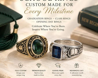 Crea il tuo anello di laurea personalizzato / Gioielli di laurea completamente su misura / Anello universitario personalizzato / Realizzato su ordinazione