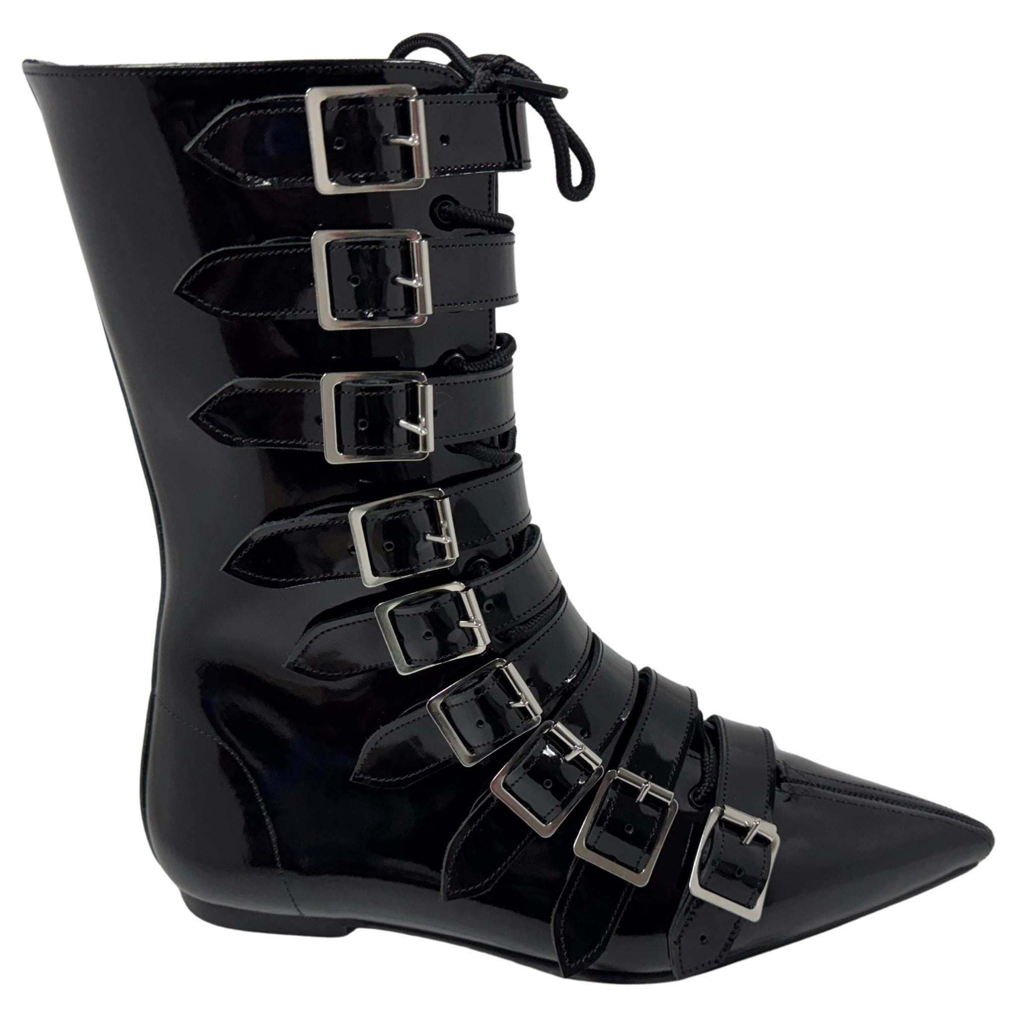 Vegan Black buckle lace up Goth Pikes ankle boot pointy winklepickers deathrock GOTH PIKE BOOTS UNDERGROUND ORIGINAL ELIVIRA main image 3