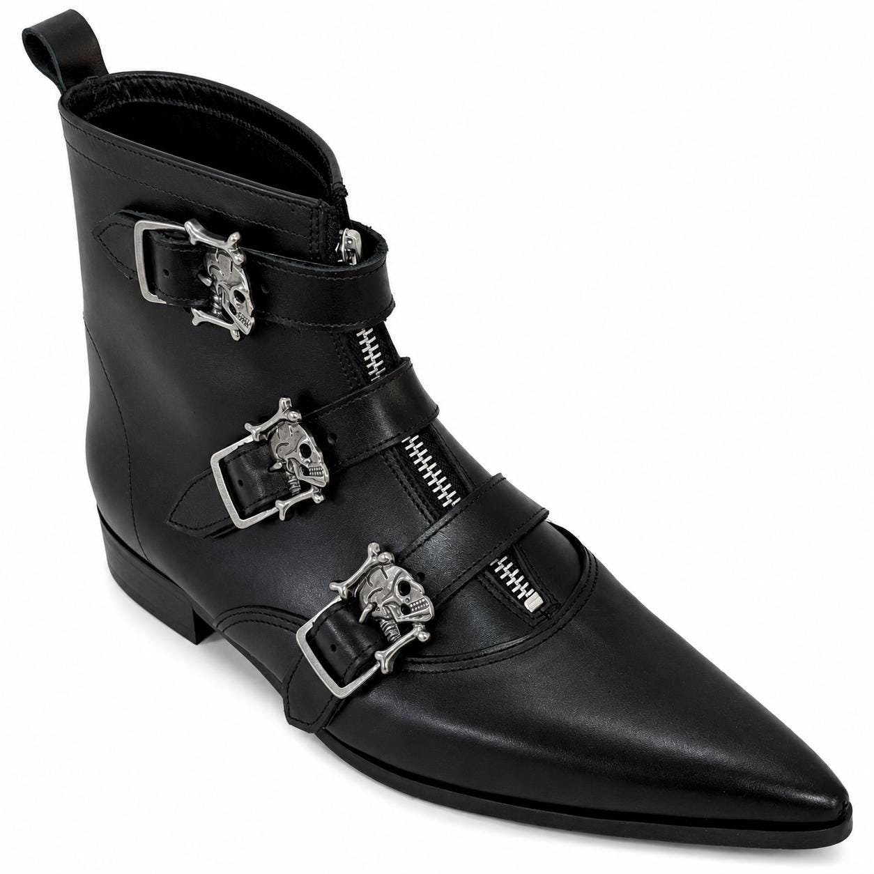 Jace - 3 Skull Buckle Winklepicker Boot - Etsy