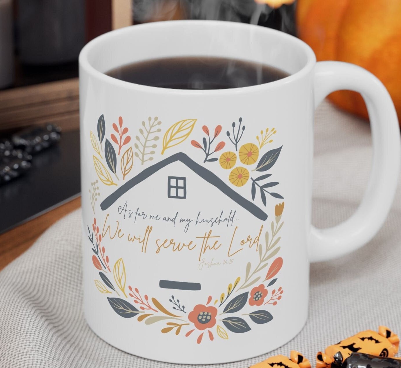 Christian Coffee Mug, As For Me And My Household Bible Verse, Religious Gift