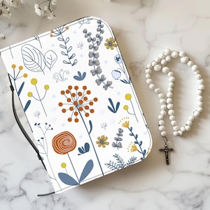 Floral Bible Cover with Zipper, Graduation Gift for Her, Christian Bible Case, Faith-Inspired Gift for Women, Religious Graduation Present