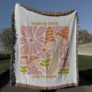 Bible Verse Woven Blanket - Christian Throw Blanket - Scripture Blanket - Religious Home Decor - Inspirational Faith Gif