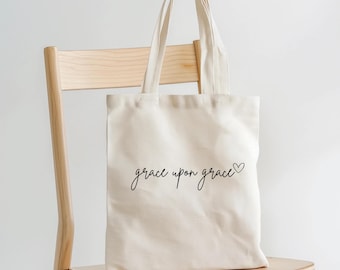 Borsa tote in tela di cotone Grace Upon Grace, regalo cristiano