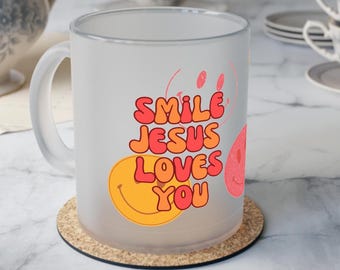 Smile Jesus Loves You Frosted Mug - Christian Gift (11oz)