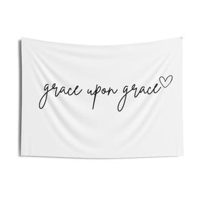 Boho Indoor Wall Tapestries Bible Verse Wall Hanging Scripture Tapestry Bedroom Wall Decor Christian Home Decor Grace Upon Grace