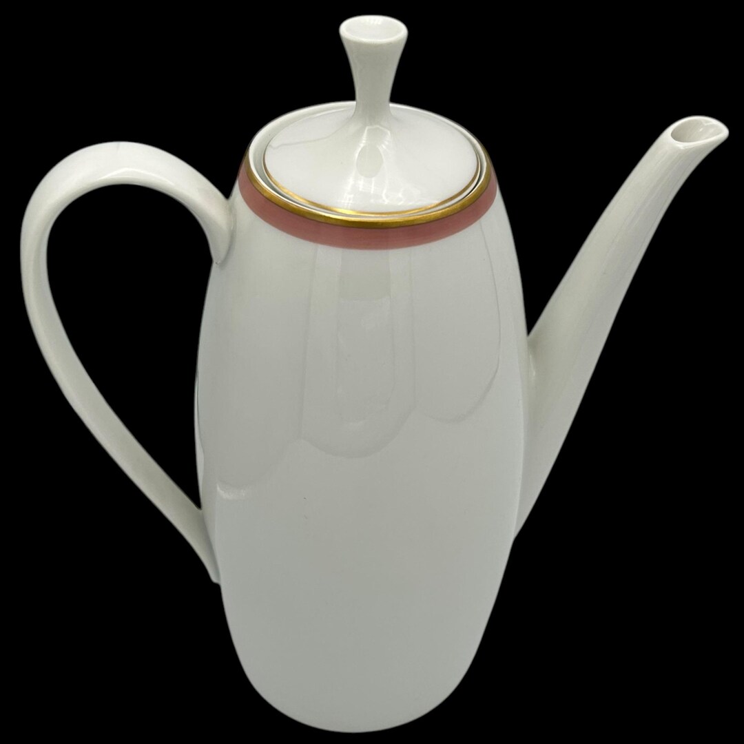 Vintage Arzberg Germany Porcelain Tea Coffee Pot W Lid Pink Gold Trim ...
