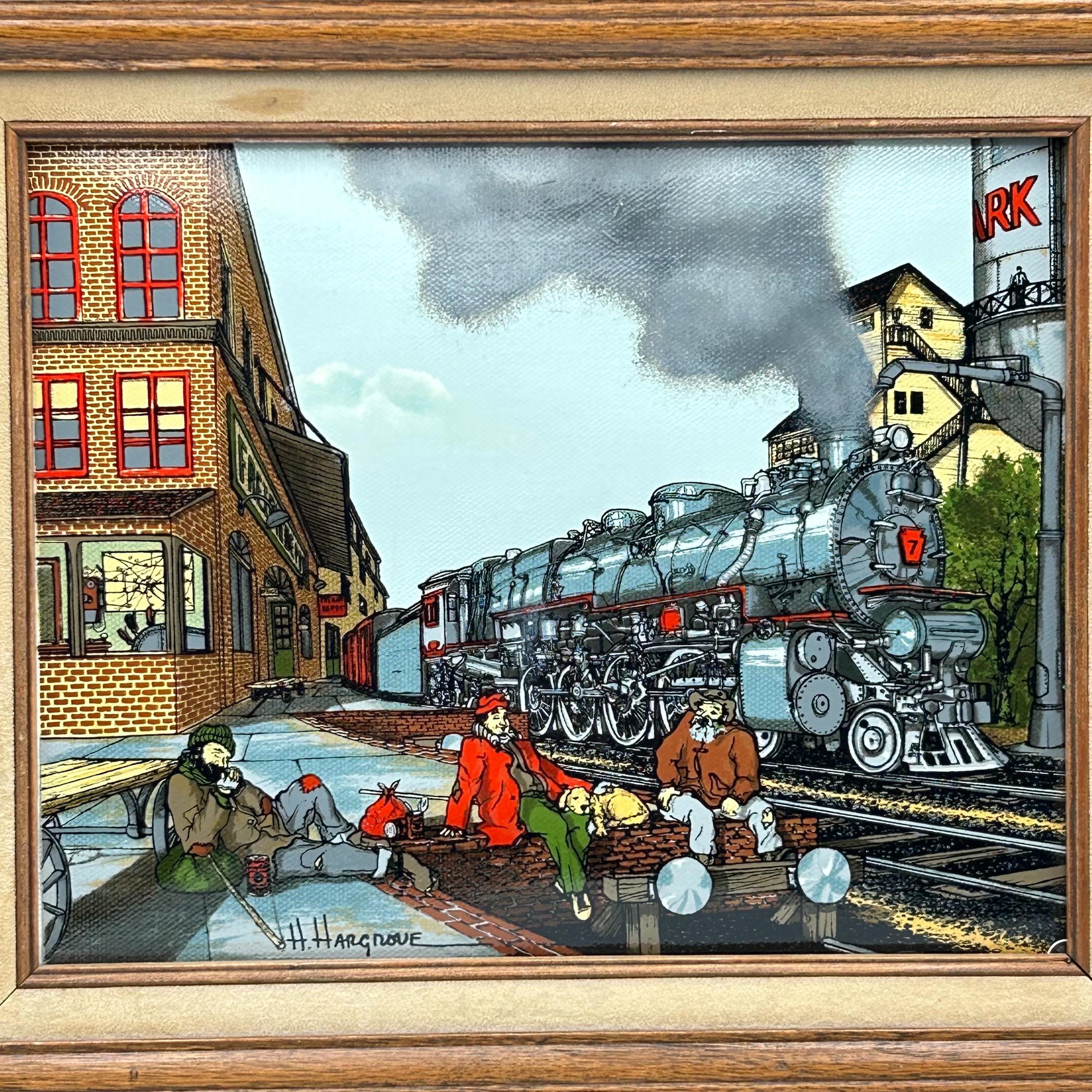 アメリカンヴィンテージ絵画 H.HARGROVE キャンパス地 セリグラフ