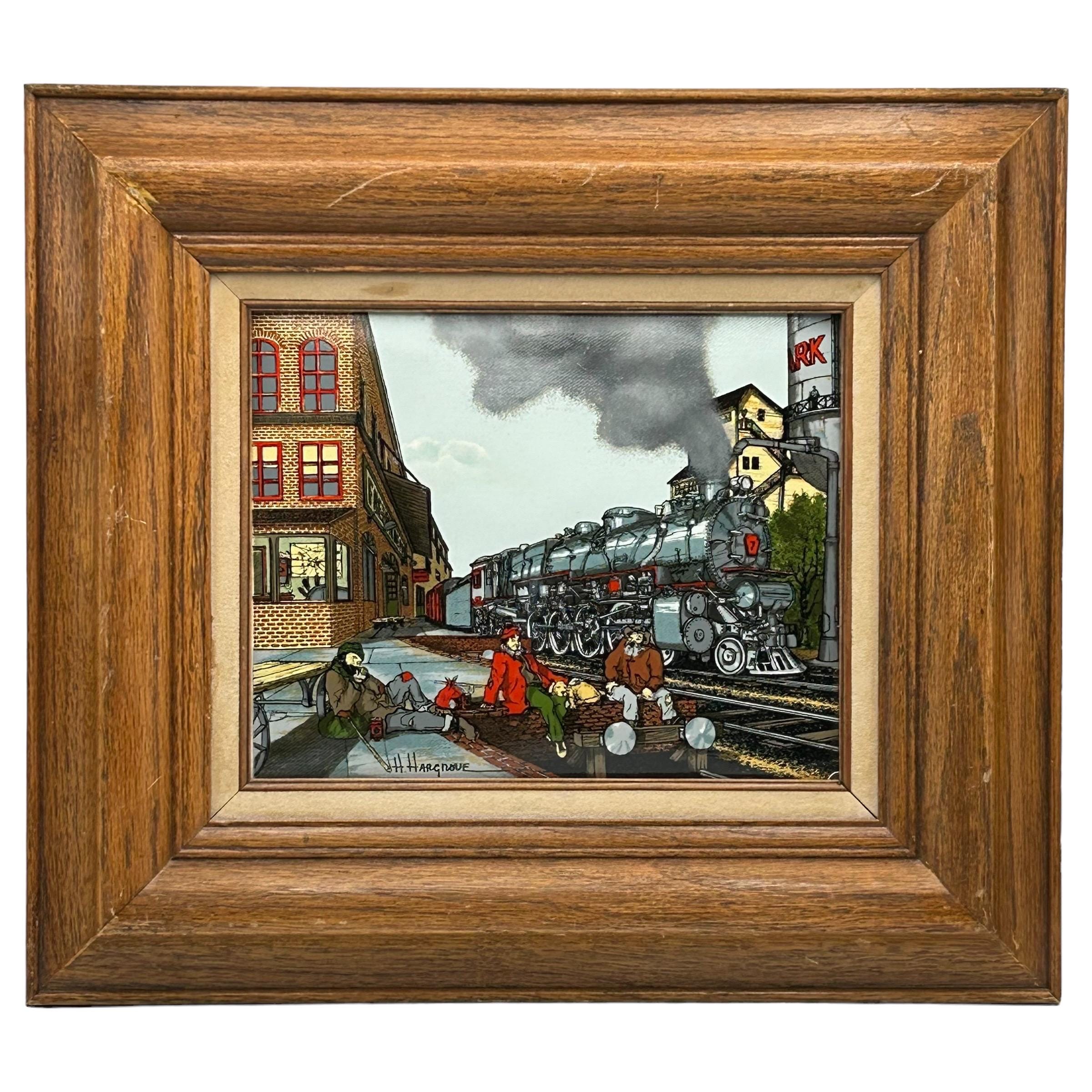 アメリカンヴィンテージ絵画　H.HARGROVE キャンパス地　セリグラフ アメリカンヴィンテージ絵画H.HARGROVE キャンパス地セリグラフ