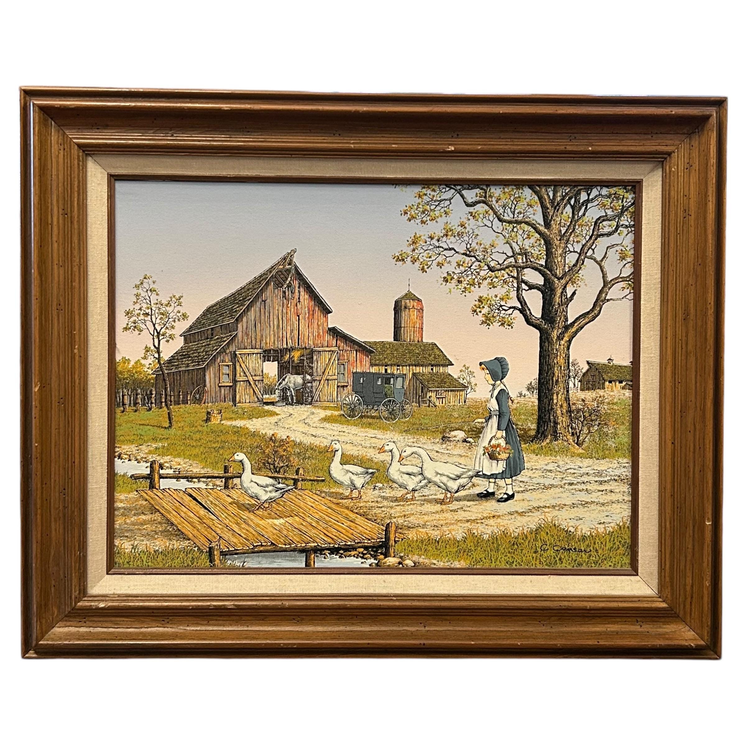 アメリカンヴィンテージ絵画　C.CARSON　キャンパス地　セリグラフ s-l1200.jpg