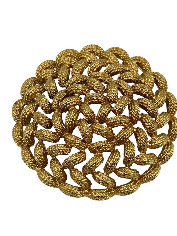 Vintage Signed Monet Brooch Braided Woven Interlac