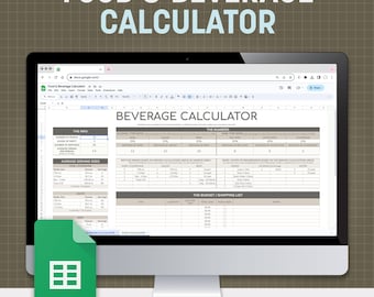 Lebensmittel & Getränke Taschenrechner: Party-Planung Google Sheet (Digitaler Download)