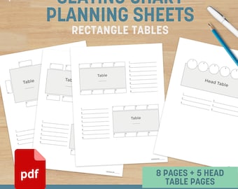 Rechteckiger Sitzplan Planer (Printable & Instant Download)