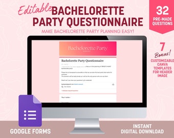 Editable Bachelorette Party Planning Questionnaire, Bridesmaid ...