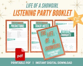 Taylor Swift Printable | The Life of a Showgirl Album Listening Party Games | Swiftie Bingo, Word Scramble & Activity Sheets