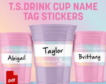 T.S. Lover Party Cup Namensschilder: DIY Vorlage zum Selberdrucken (Digitaler Download)