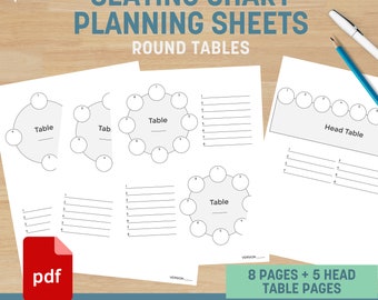 Runder Tisch Sitzplan Planungsbogen: Hochzeit & Event (Digitaler Download)