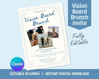Vision Board Party Einladung, 2026 Vision Board Brunch, anpassbar in Canva, Action Board, Manifestation Night, Neujahrsplanung