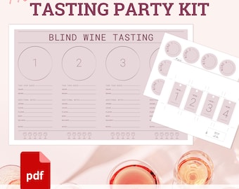 Blind Wine Tasting Party Kit: Druckbare Flasche & Glas Anhänger (Digitaler Download)