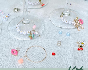 Build Your Own Custom Wine Charm Kit, Customizable Wine Glass Charms, DIY Kit for Parties, Personalized Cup Charms for Bachelorette Parties