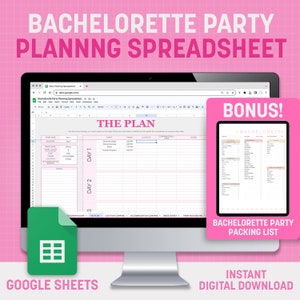 Bachelorette Party Planning for Google Sheets. Bachelorette Party Planner. Expense Tracker, Party Planning Spreadsheet, Travel Packing List