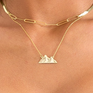 Dainty Mountain Necklace Gold, Outdoor Travel Necklace, 925 Silver Mountain Pendant, Outdoorsy Jewelry Gift for Her, Nature Jewelry for Mom
