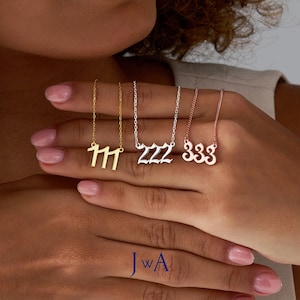 Angel Number Necklace, 111, 222, 333, 444, 555, 666, 777, 888, 999 Necklace, 14K Gold Lucky Number Necklace, Angel Numbers Jewelry Gift
