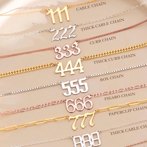 Angel Number Necklace 111 222 333 444 555 666 777 888 999 – Dainty Gold or Silver Lucky Number Jewelry – Personalized Spiritual Gift for Her