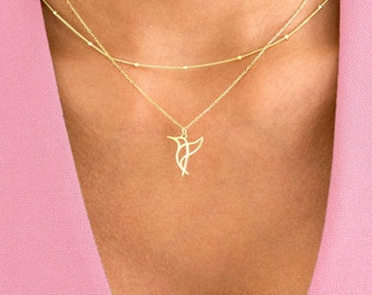 Gold Hummingbird Pendant Necklace, Hummingbird Jewelry for Women, Hummingbird Gifts for Her, Everyday Necklaces, Simple Gold Necklace