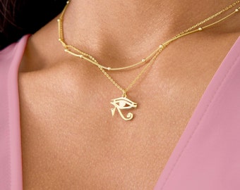925 Silver Eye of Horus Necklace, Eye of Ra Necklace Silver, Third Eye Necklace, Eye of Horus Pendant, Egyptian Necklace, Spiritual Necklace