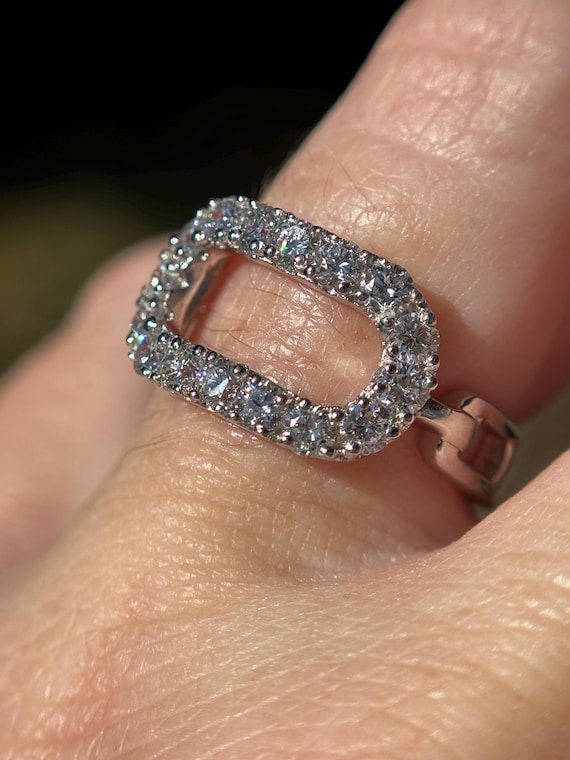 Diamond Paperclip Statement Ring - image 1