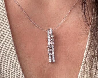 Vintage Double Row Diamond Pendant Necklace