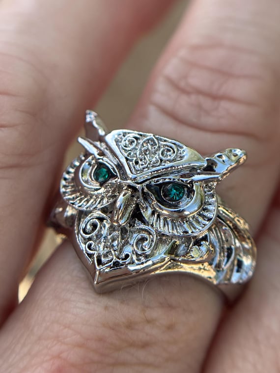 Vintage Sterling Silver Owl Ring | Unique Whimsical Statement Jewelry Gift