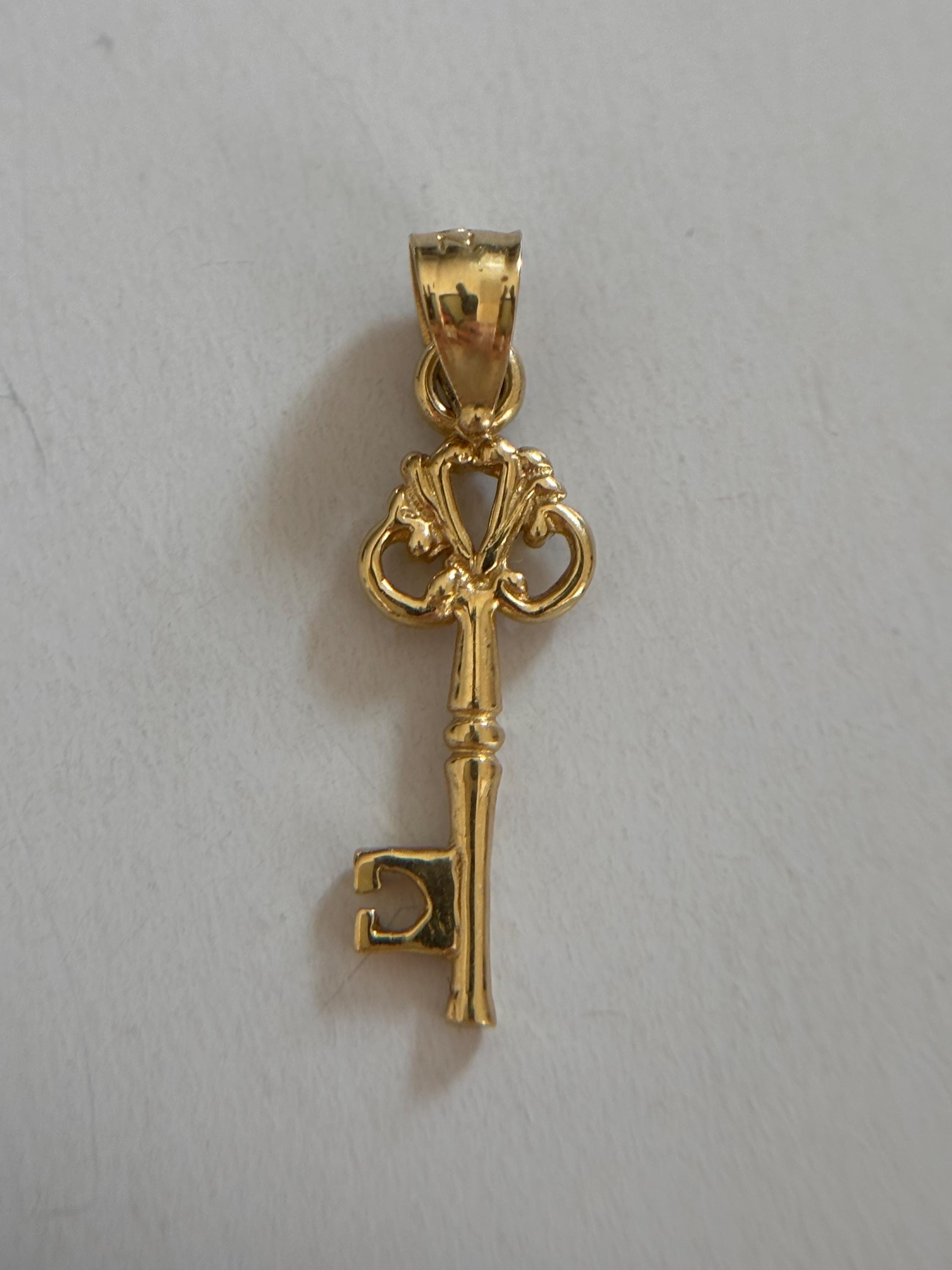 Filigree Key Vintage 14k Gold Filigree Key Pendant - Etsy