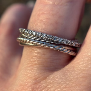 Vintage David Yurman Diamond and Sterling Crossover Ring