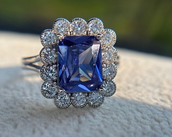 Anello vintage con tanzanite e diamanti da 4,5 carati