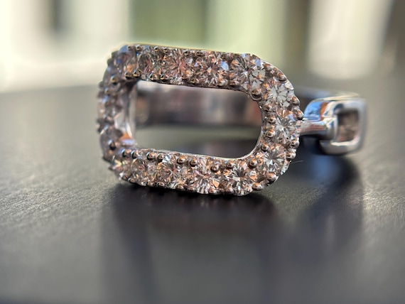 Diamond Paperclip Statement Ring - image 5