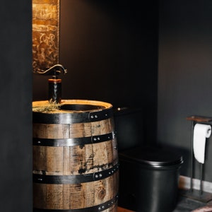 Copperhead Road Sink Vanity | Handmade Custom Sink | Rustic Vanity Top | Wood Bathroom Sink | Whiskey Barrel Decor | Rustic Copper Sink