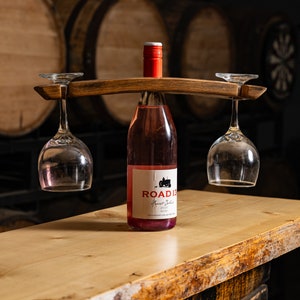 Rustic Whisky Stave Wine Glass Holder – Unique Home Bar Decor | Hand Crafted | Oak Wood | Wedding Gift | Fathers Day Gift | Unique Gifts