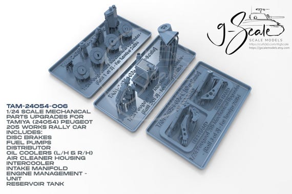 1/24 Scale mechanical parts upgrade set for Tamiya 24054, Peugeot 205 (Supported) – STL (Digital download)