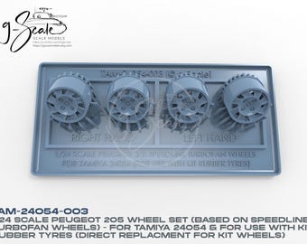 Juego de ruedas Turbofan a escala 1/24 para Tamiya 24054, Peugeot 205 (compatible) – STL (descarga digital) – para usar con neumáticos de kit de goma