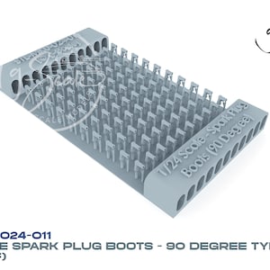 May include: A light gray 1/24 scale spark plug boots set, 90-degree type. The set includes 100 pieces. The text "1/24 Scale - Spark Plug Boots (90 Degree)" is visible. The product is labeled STL-MKU-024-011.