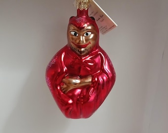 RADKO DEVIL ORNAMENT Vintage Retired Glass Orange Pumpkin Head